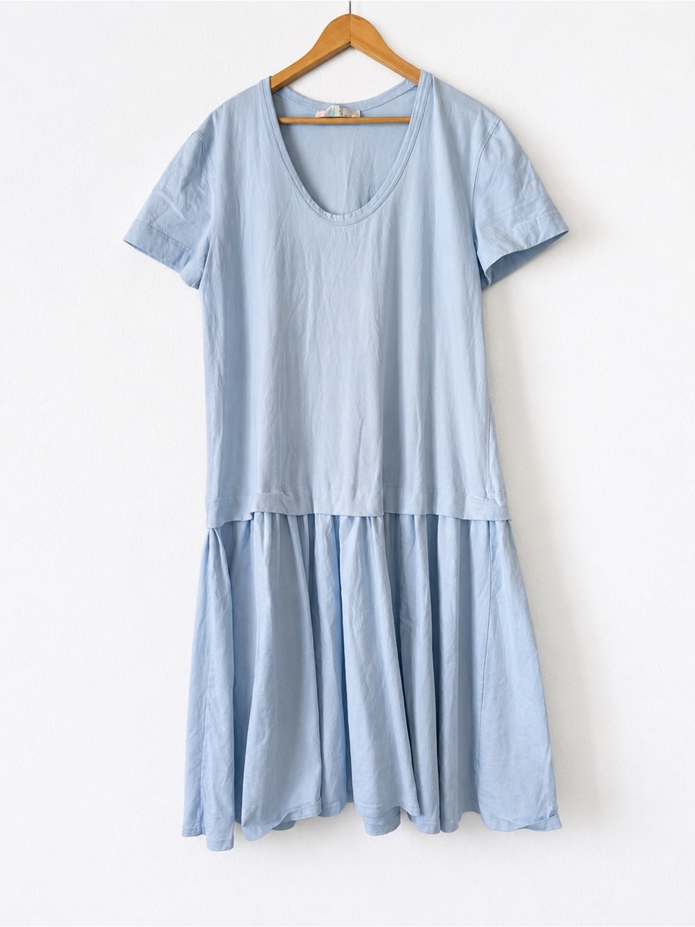 Free People FP Beach Women’s Medium Light Blue Drop Waist Midi Dress Cotton